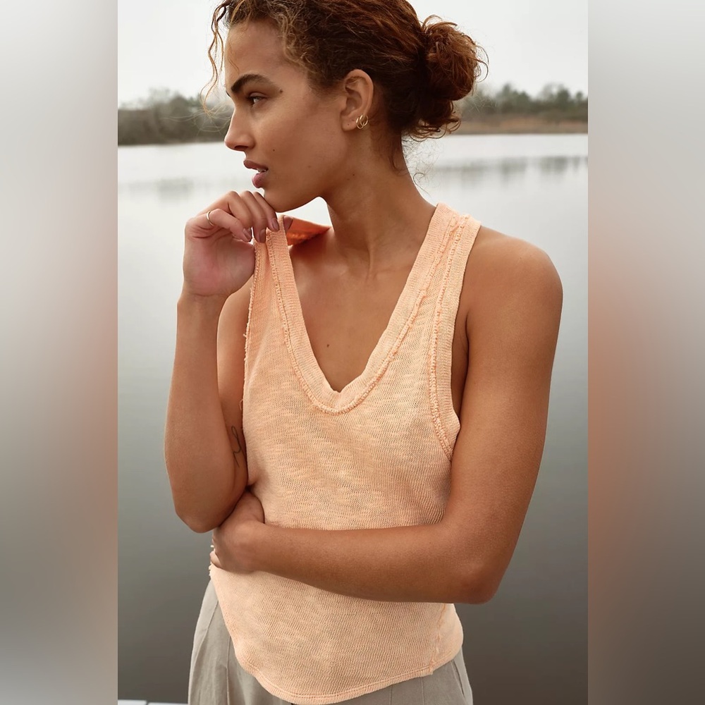 We The Free Orange Crop distressed Tank Top small - Picture 3 of 11